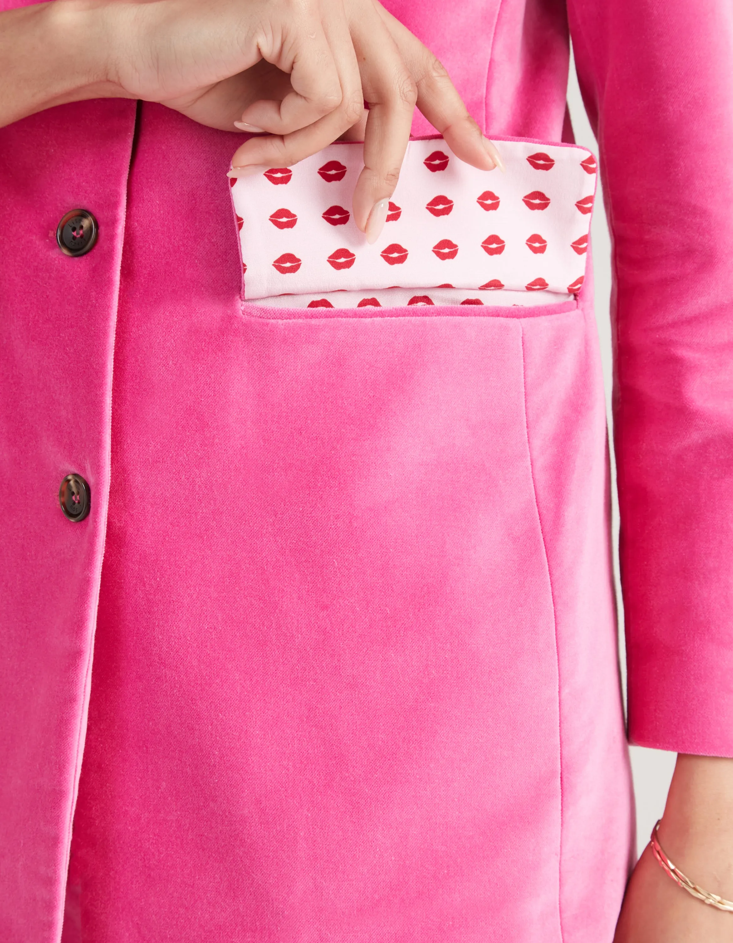 Bianca Fuchsia Single Breasted Velvet Jacket