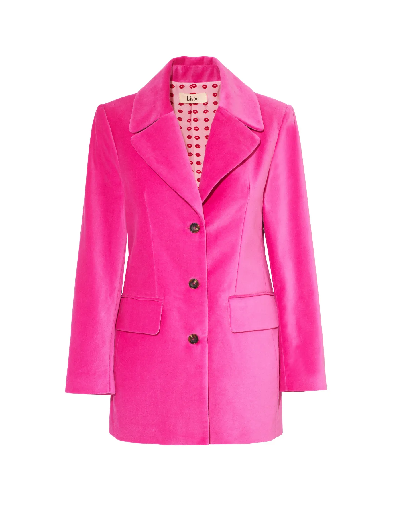 Bianca Fuchsia Single Breasted Velvet Jacket