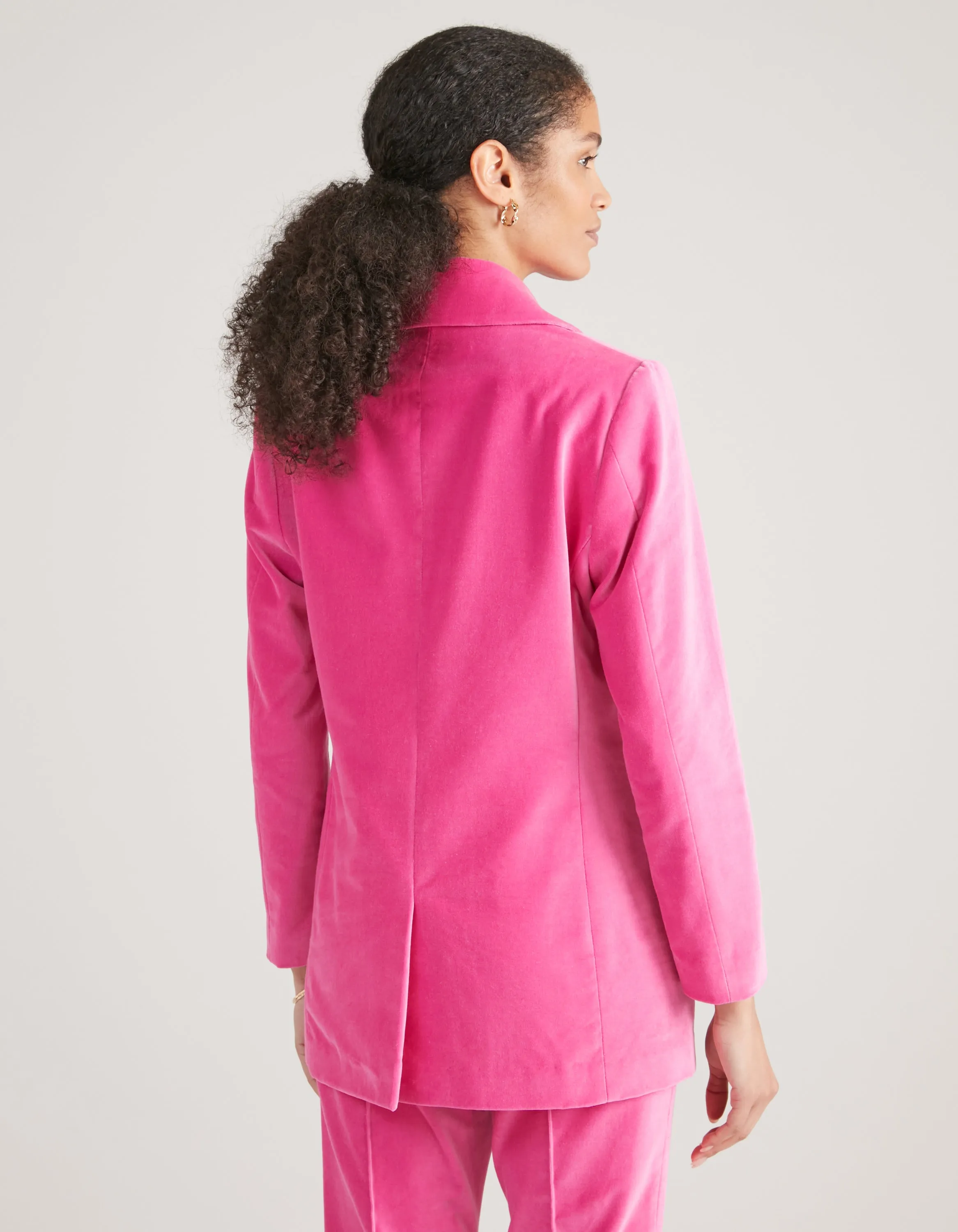 Bianca Fuchsia Single Breasted Velvet Jacket