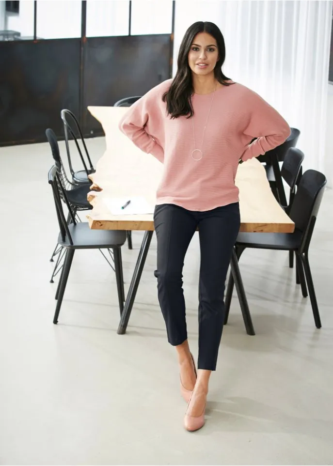 Bodyflirt oversized ribbed sweater, pink