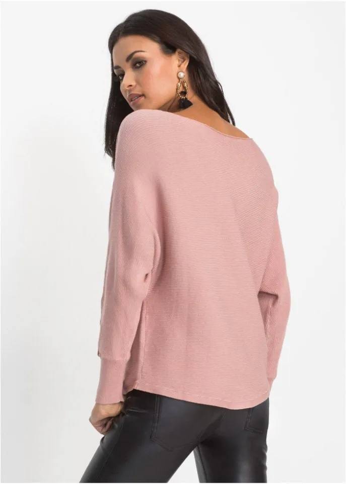 Bodyflirt oversized ribbed sweater, pink