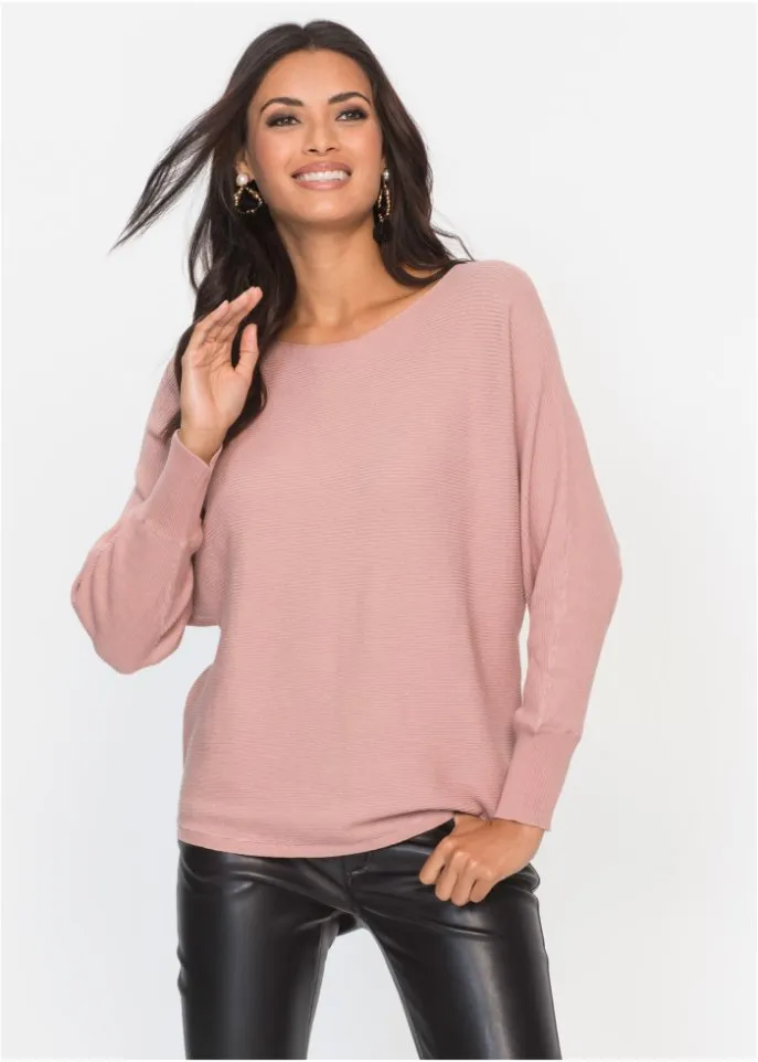 Bodyflirt oversized ribbed sweater, pink
