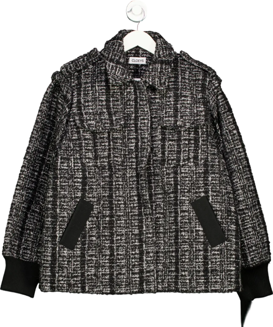Cloeys Black Oversize Tweed Jacket UK S