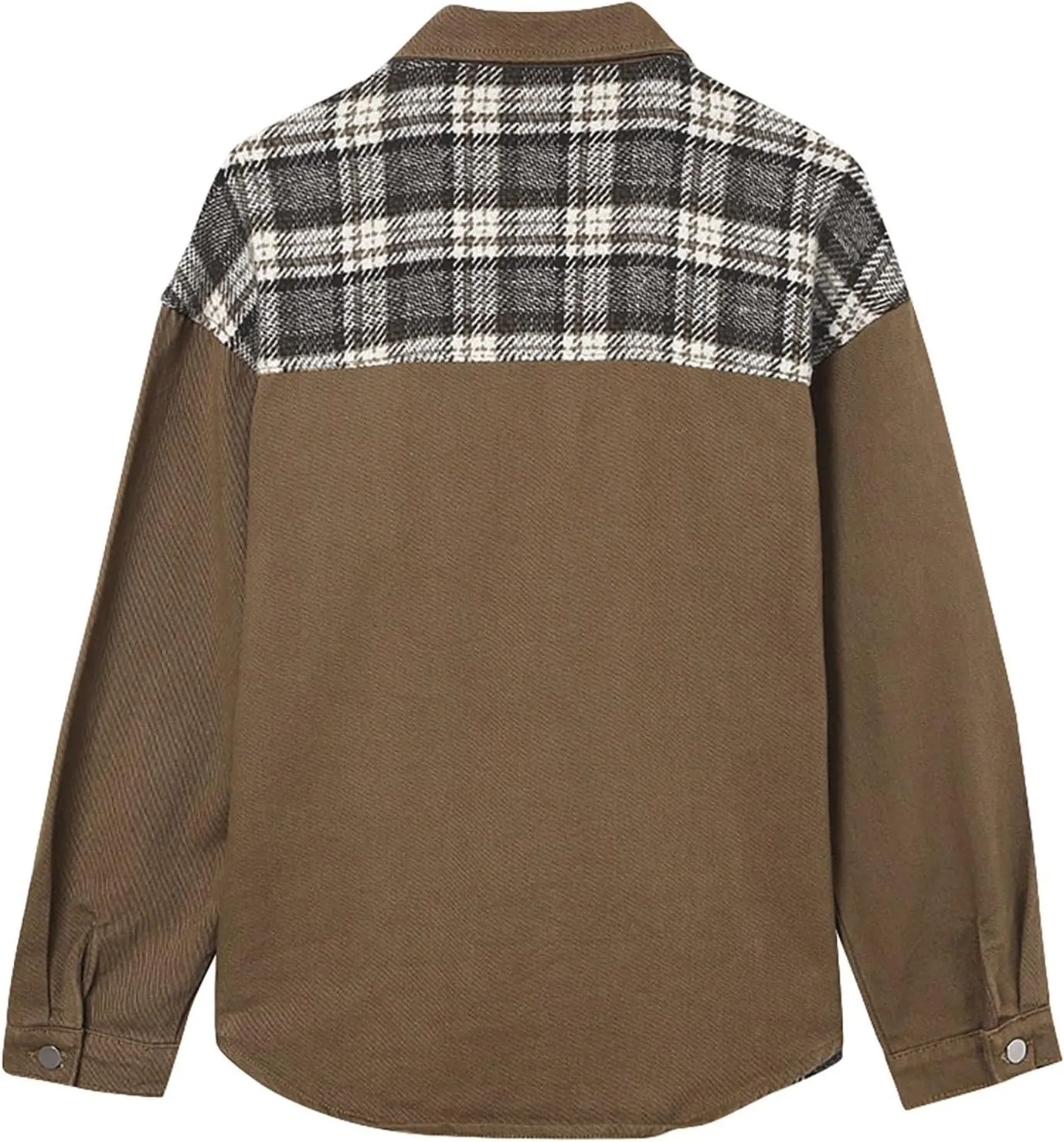 Denim Jackets for Women Casual Fall Fashion 2024 Plaid Shacket Long Sleeve Button Down Shirts Jackets Fall Outfits