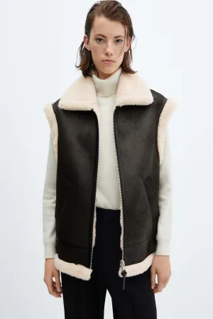 Double face leather effect vest