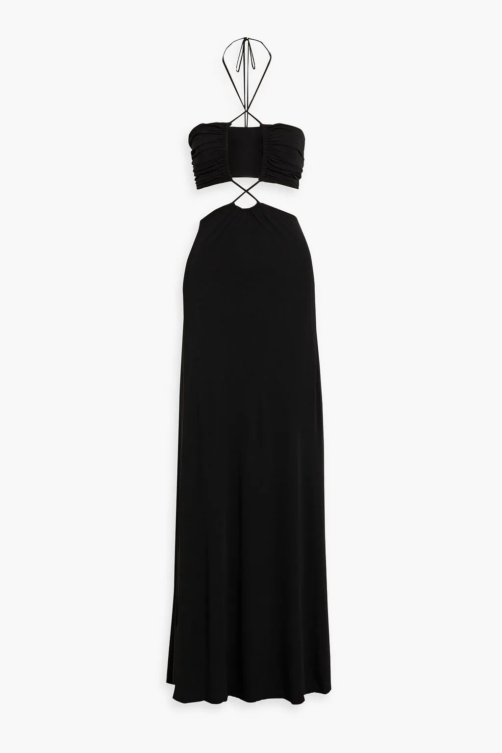Eva Knitted Dress with Cutout and Halter Neck HALSTON, Black