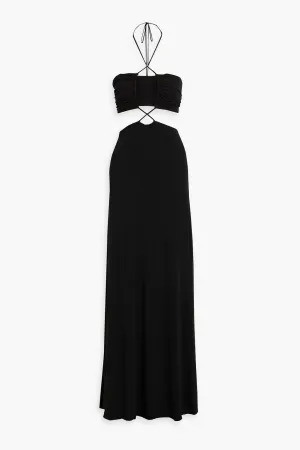 Eva Knitted Dress with Cutout and Halter Neck HALSTON, Black