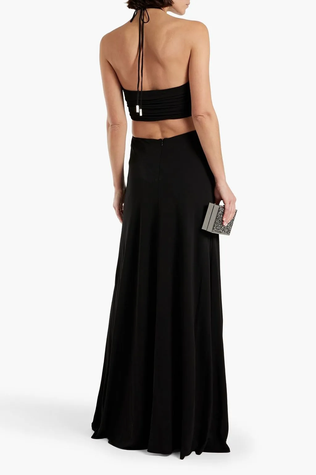Eva Knitted Dress with Cutout and Halter Neck HALSTON, Black