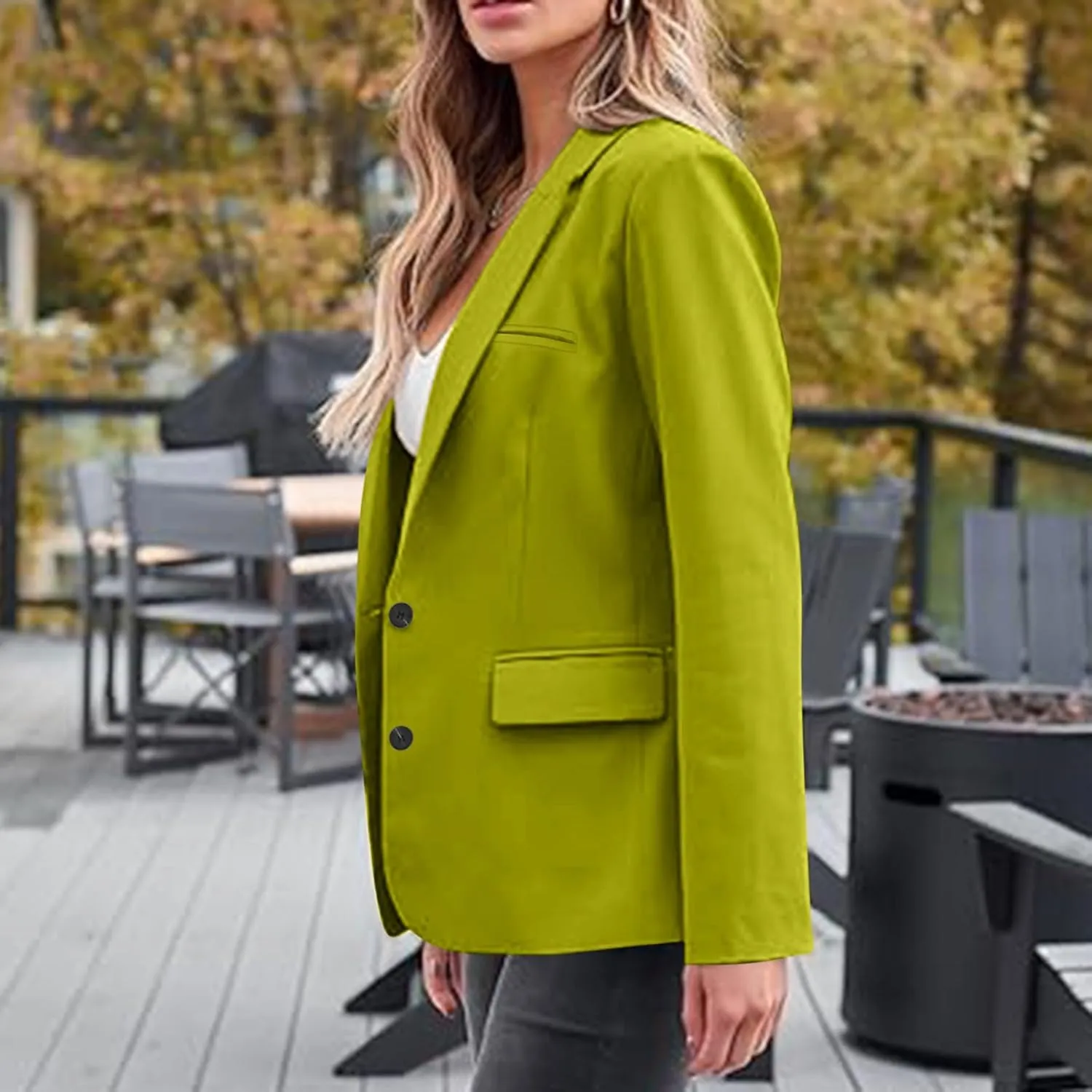 Firzero Womens Blazers for Work Casual Office Jacket 2024 Work Lapel Button Down Solid Elegant Long Sleeve Dressy Jackets