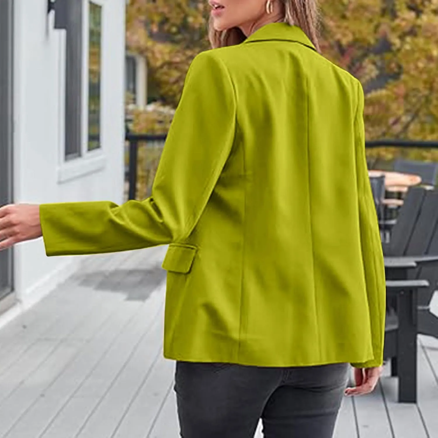 Firzero Womens Blazers for Work Casual Office Jacket 2024 Work Lapel Button Down Solid Elegant Long Sleeve Dressy Jackets