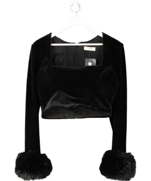 House of CB Catriona Black Velvet Corset Top UK L