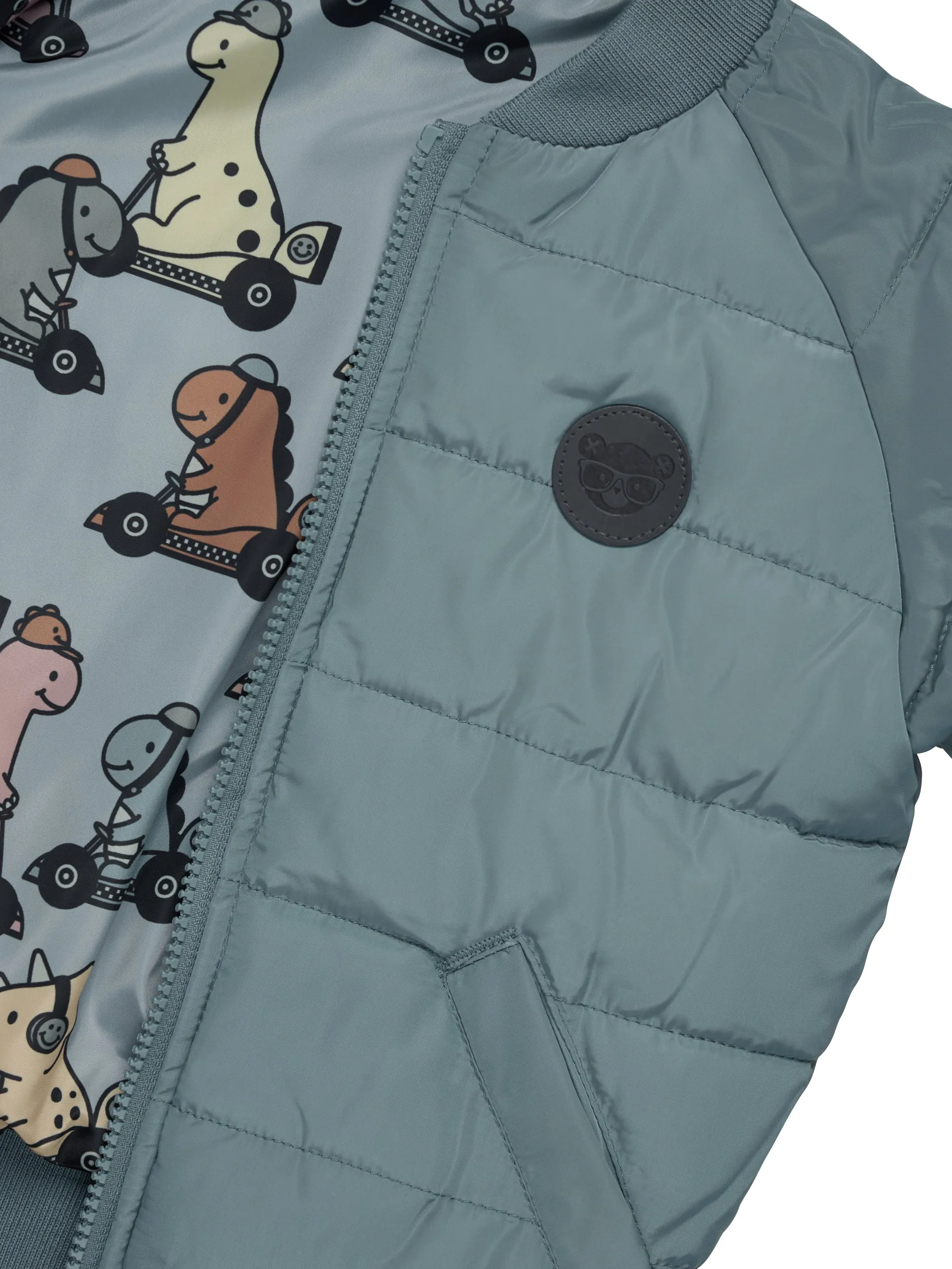 Huxbaby Dino Racer Reversible Bomber - Slate   Teal