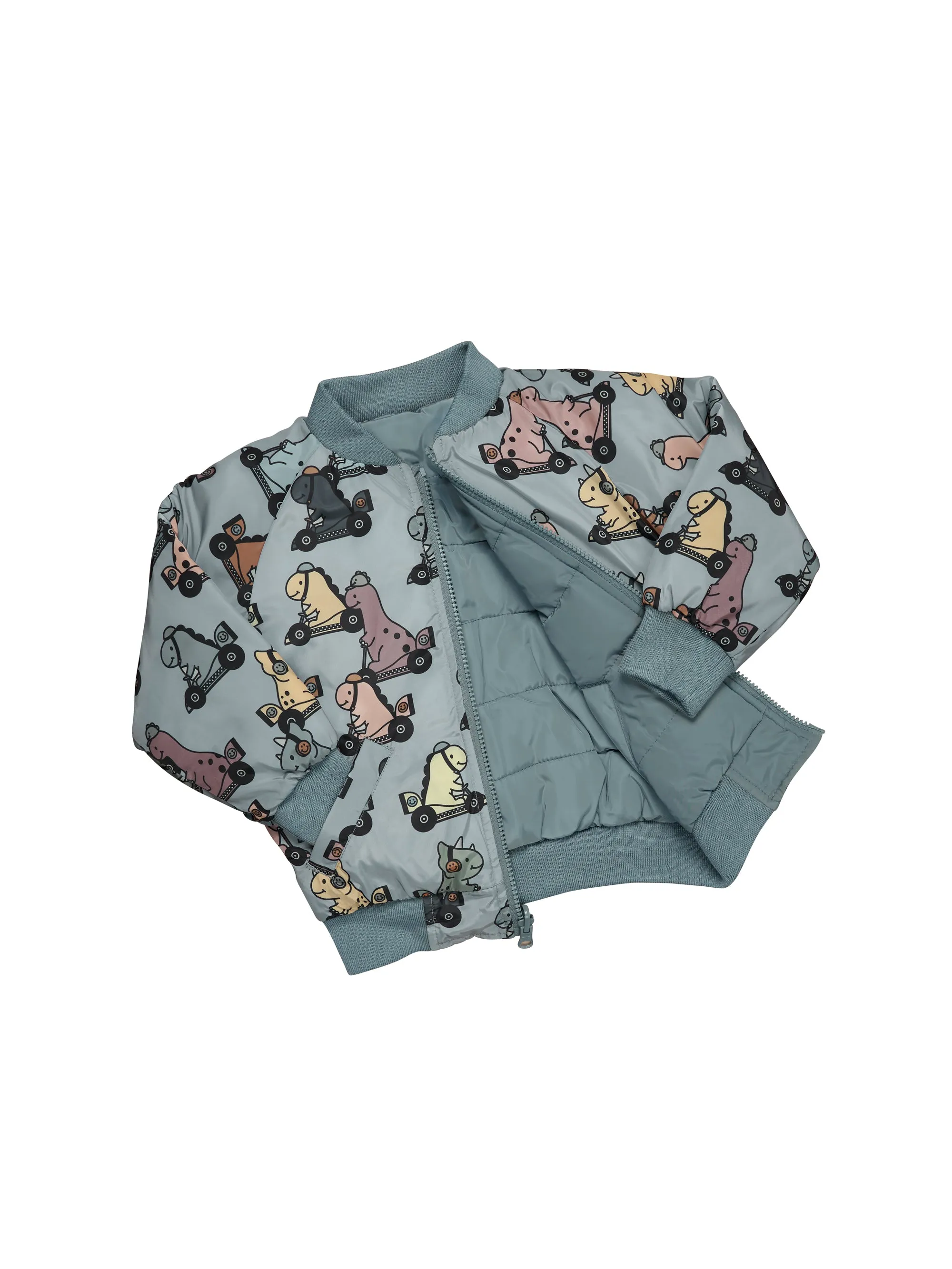 Huxbaby Dino Racer Reversible Bomber - Slate   Teal