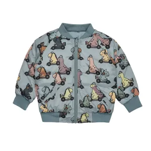 Huxbaby Dino Racer Reversible Bomber - Slate   Teal