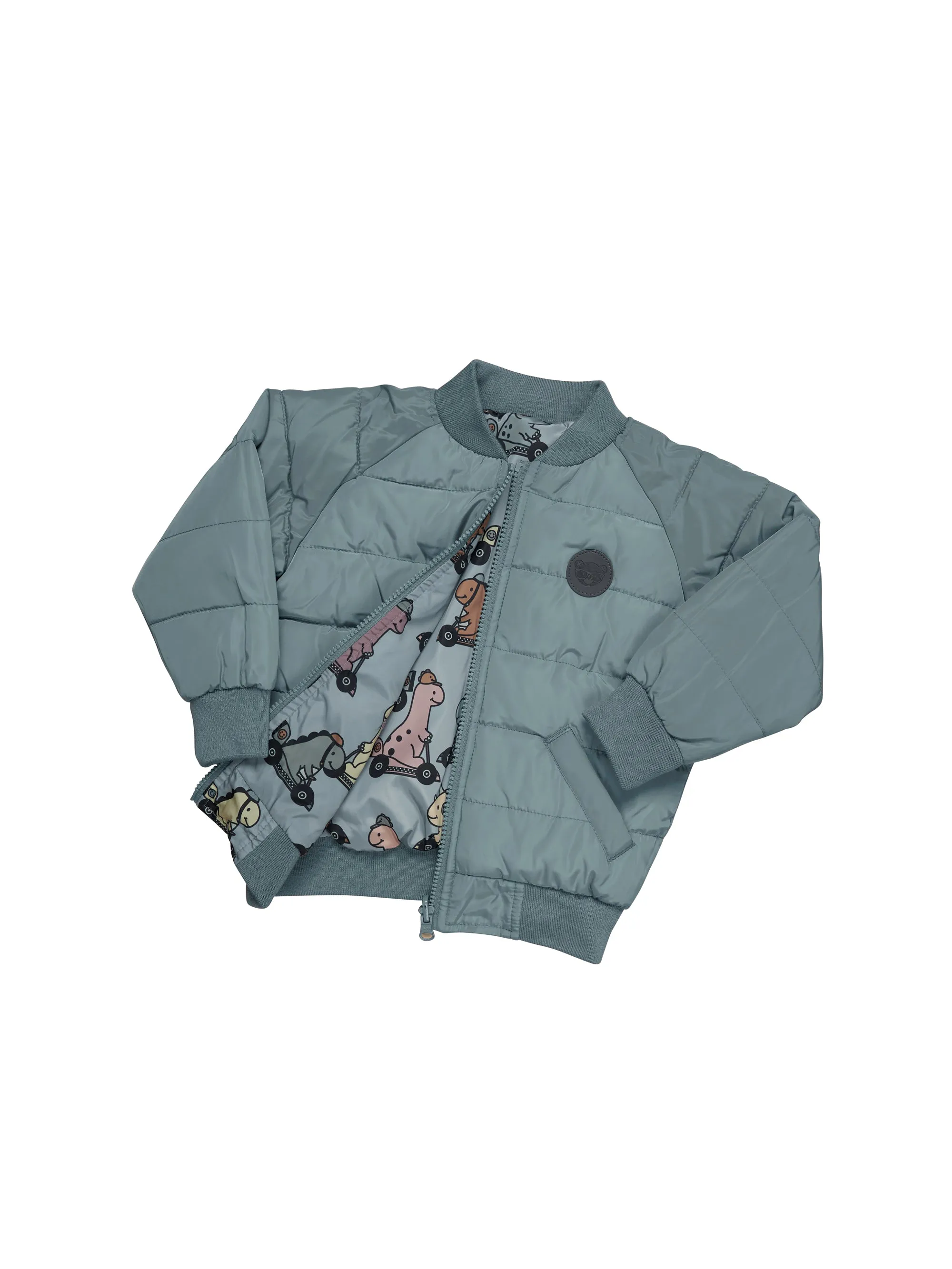Huxbaby Dino Racer Reversible Bomber - Slate   Teal
