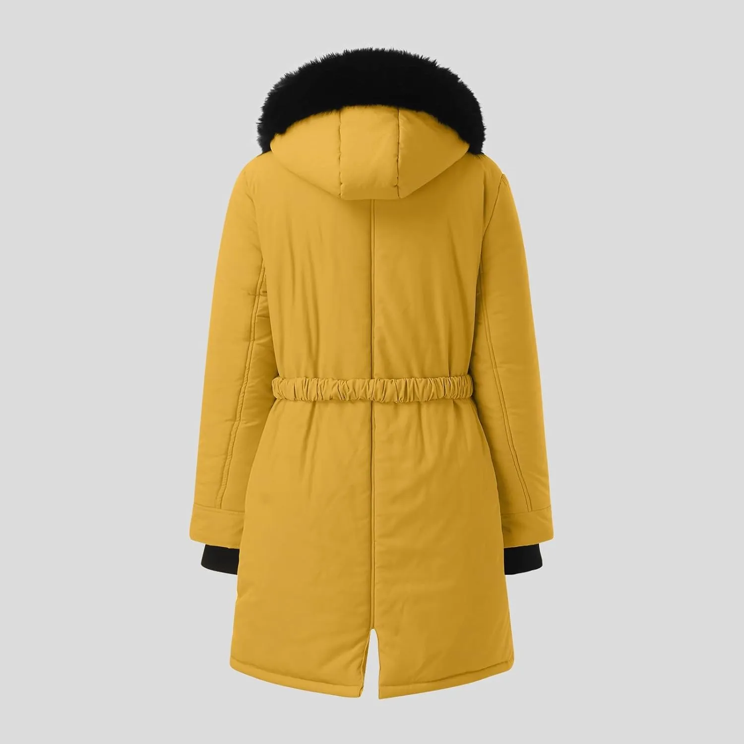 Lightweight Quilted Padded Fleece Lined Coats Ladies Padded Thermal Overcoat with Faux Hooded Windproof Warm Puffy
