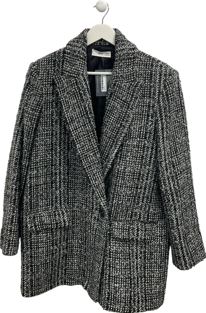 MANGO Black Tweed Blazer UK L