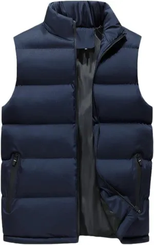 Mens Outdoor Vest Padded Puffer Vest Plus Size Lightweight Down Jacket Sleeveless Zip Up Quilted Gilet Jacket Outwear