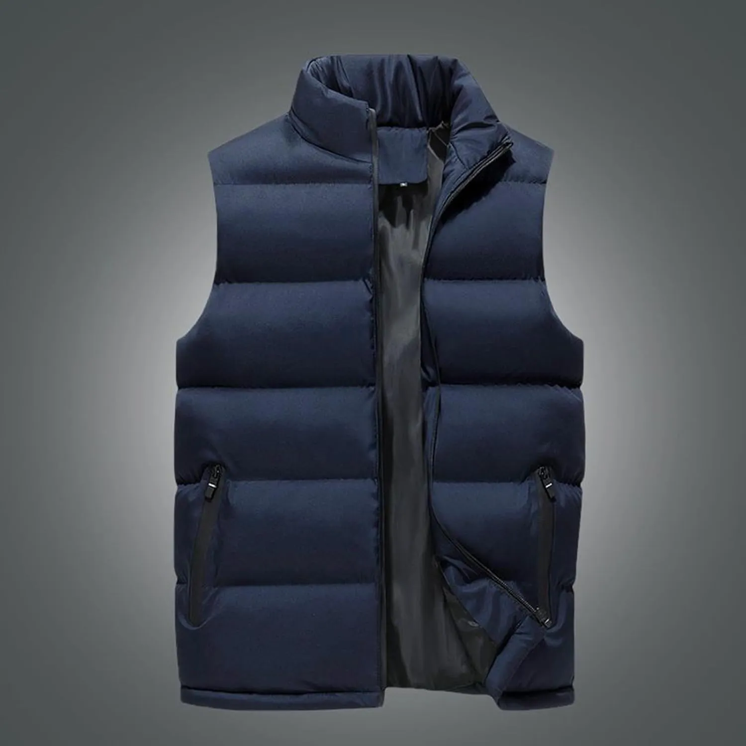 Mens Outdoor Vest Padded Puffer Vest Plus Size Lightweight Down Jacket Sleeveless Zip Up Quilted Gilet Jacket Outwear