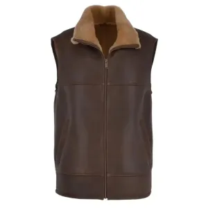 Men's Shearling Fur Flight Pilot Vest – WW2 Sheepskin Leather Gilet