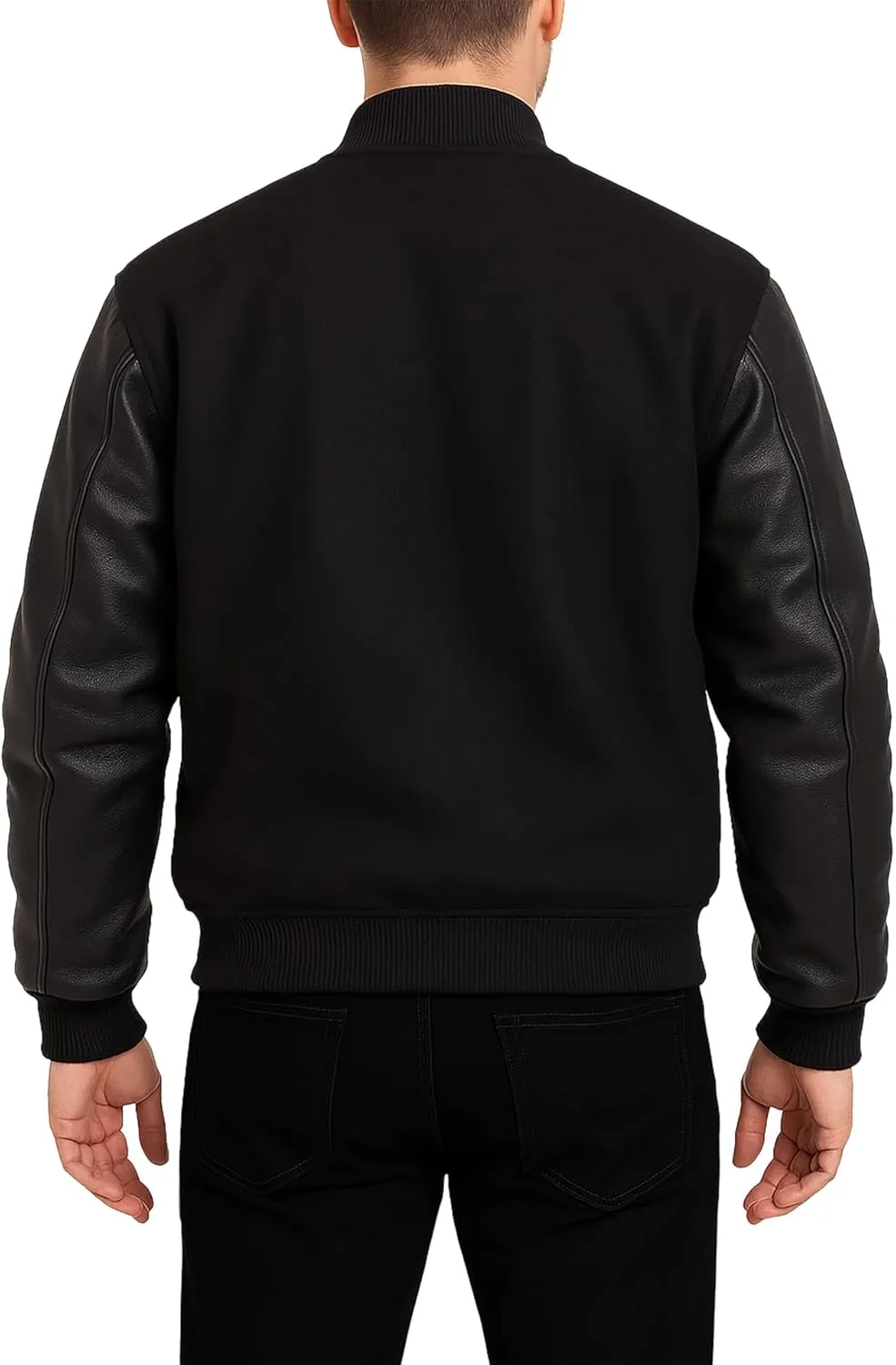 Mens Varsity Letterman Baseball Bomber Jacket | Casual Fashion Wool & Faux Leather College/High School Jackets