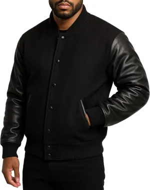 Mens Varsity Letterman Baseball Bomber Jacket | Casual Fashion Wool & Faux Leather College/High School Jackets