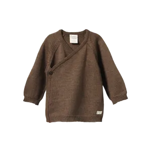 Nature Baby Merino Knit Kimono Jacket - Acorn Marl