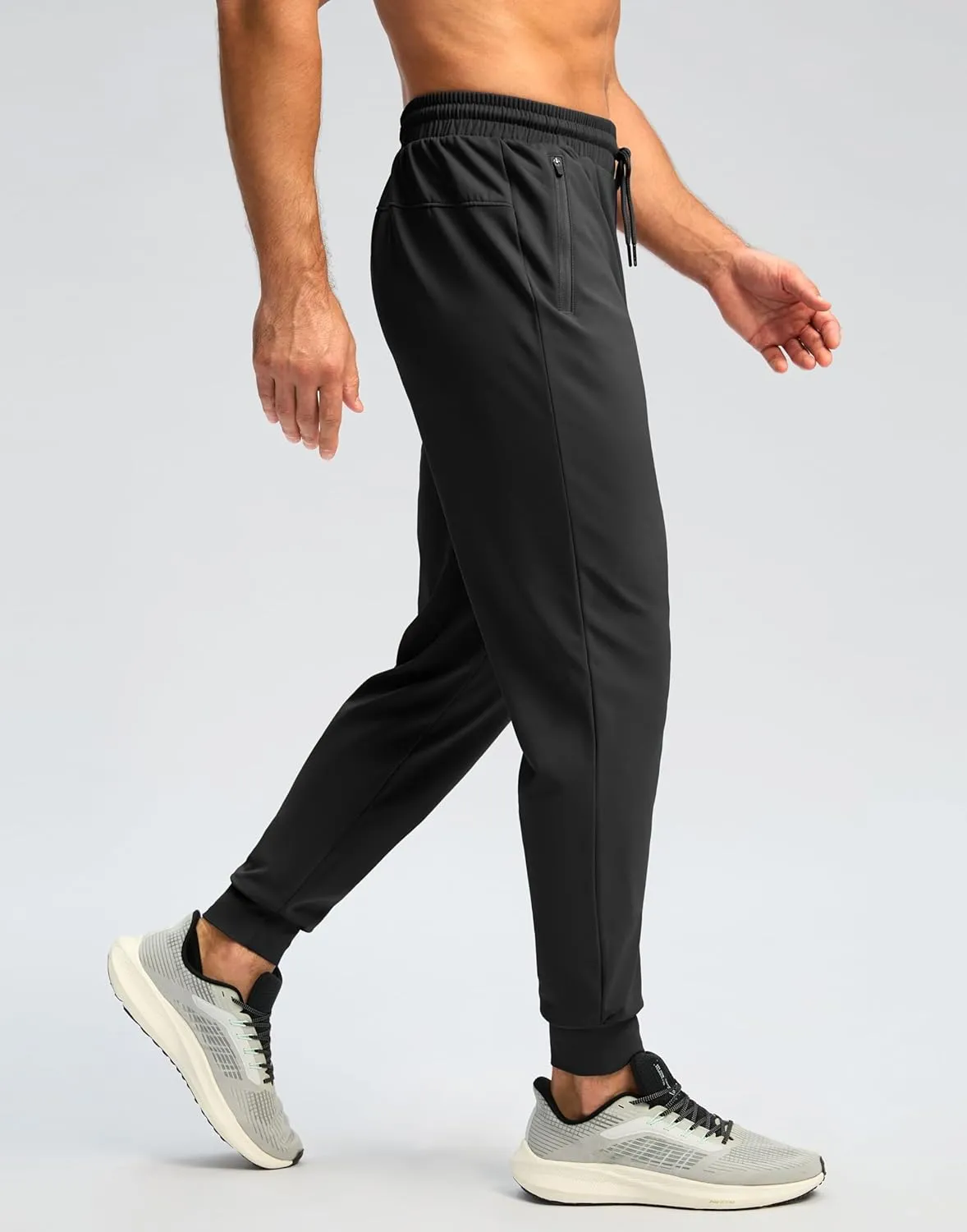 Pudolla Men's Fleece Lined Joggers Sweatpants with Zipper Pockets Winter Warm Pants for Men Running Workout Gym Athletic