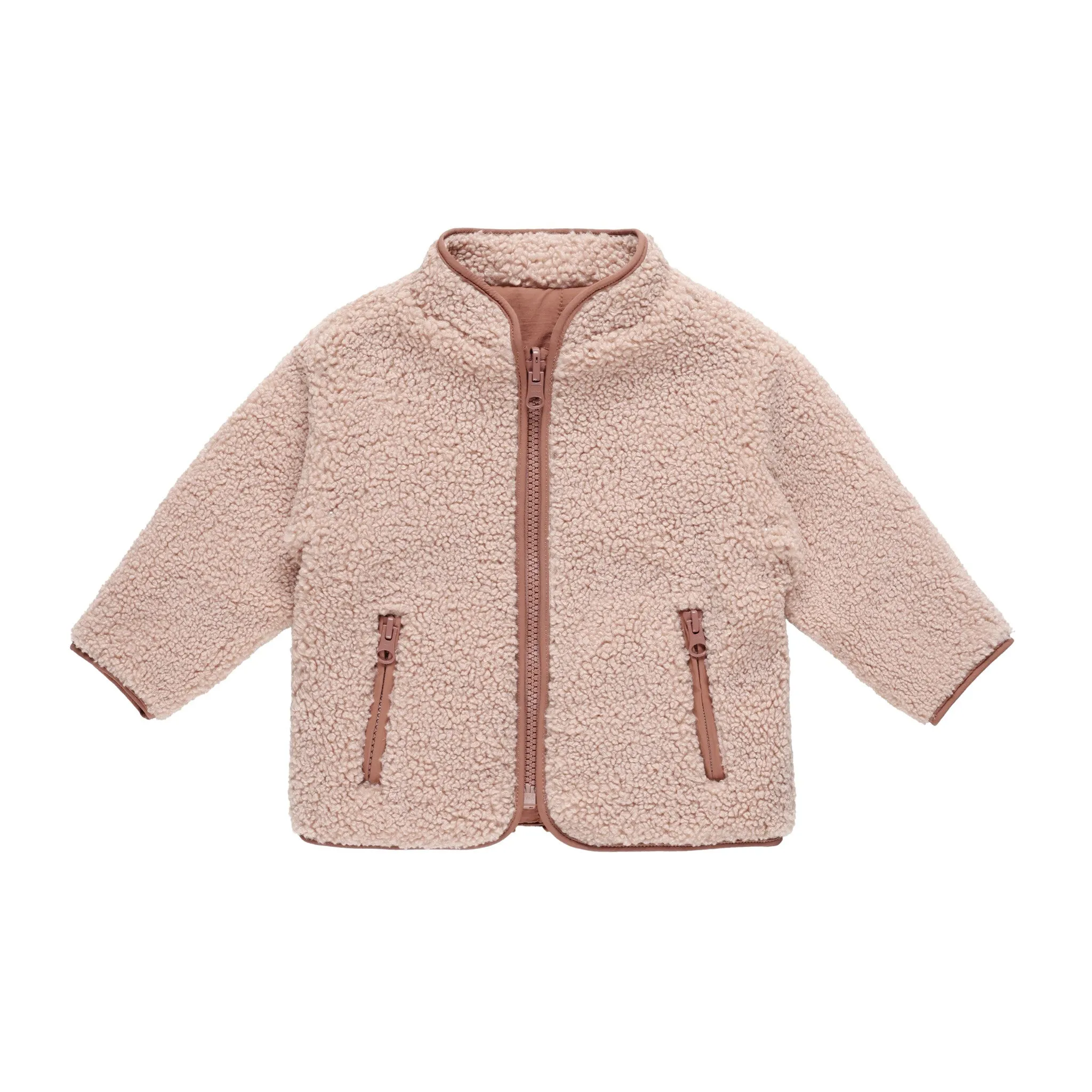 Quincy Mae Shearling Zip Jacket - Blush