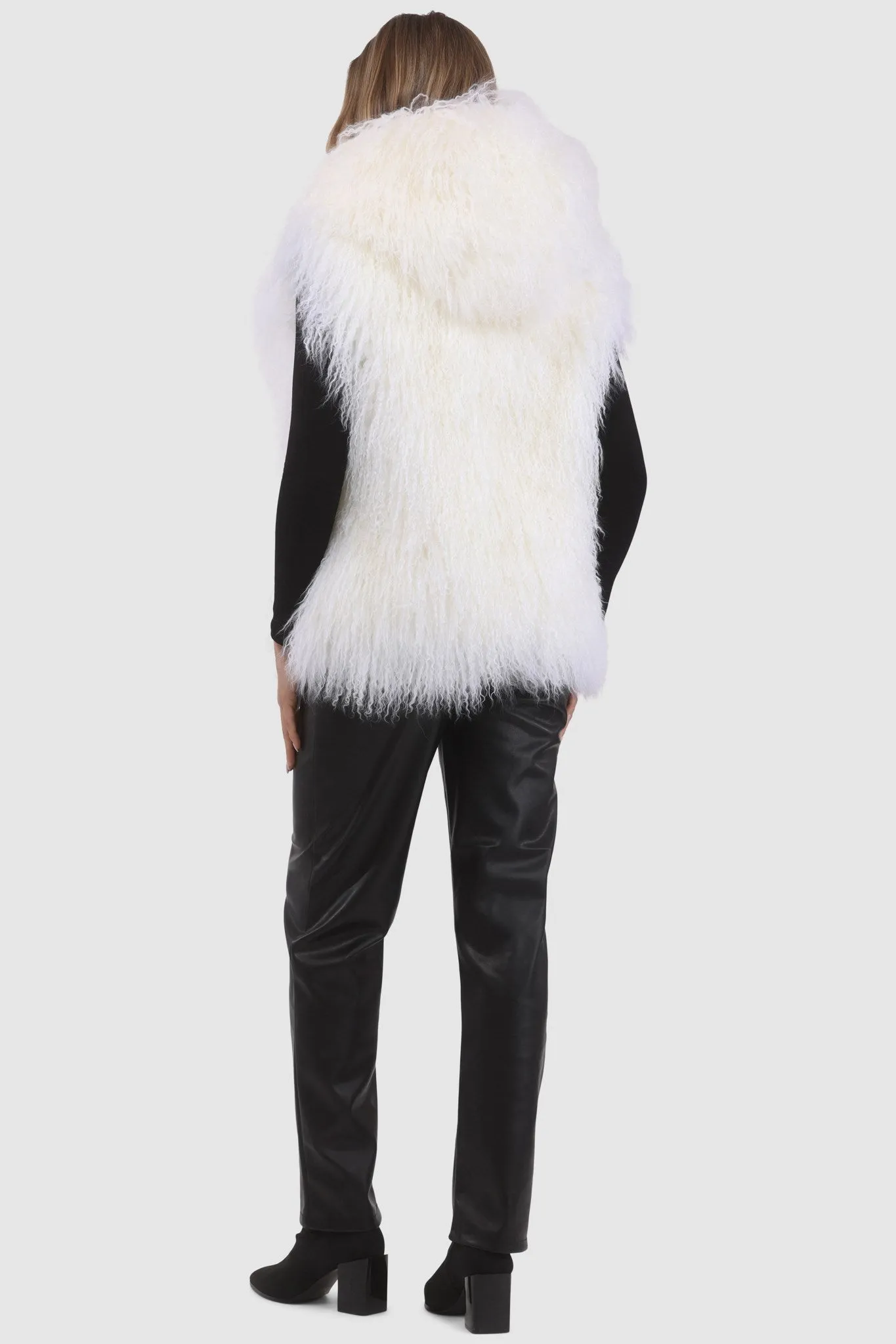 Reversible Mongolian Shearling Lamb Vest with Loro Piana Wool and Cashmere Blend