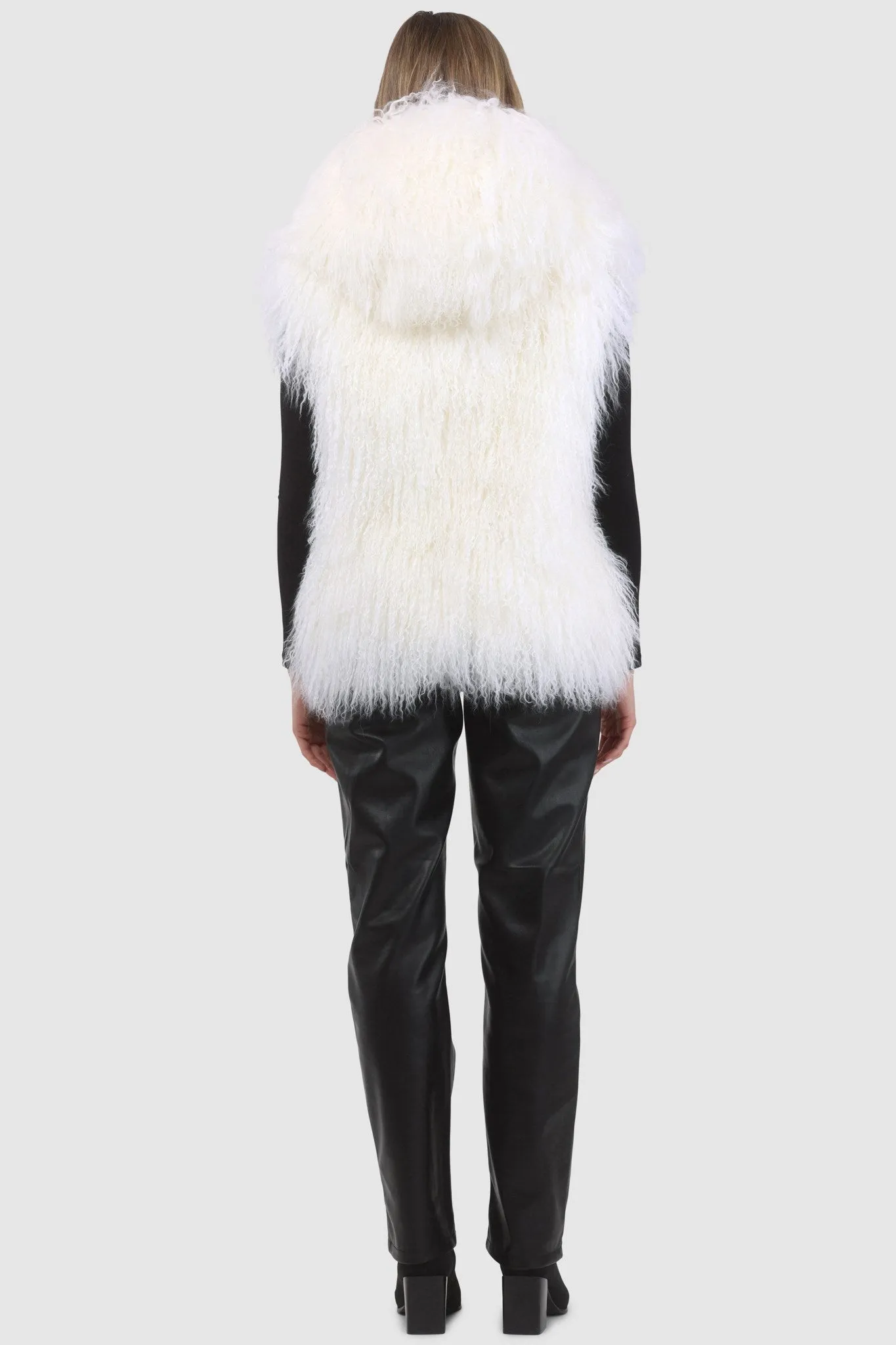 Reversible Mongolian Shearling Lamb Vest with Loro Piana Wool and Cashmere Blend
