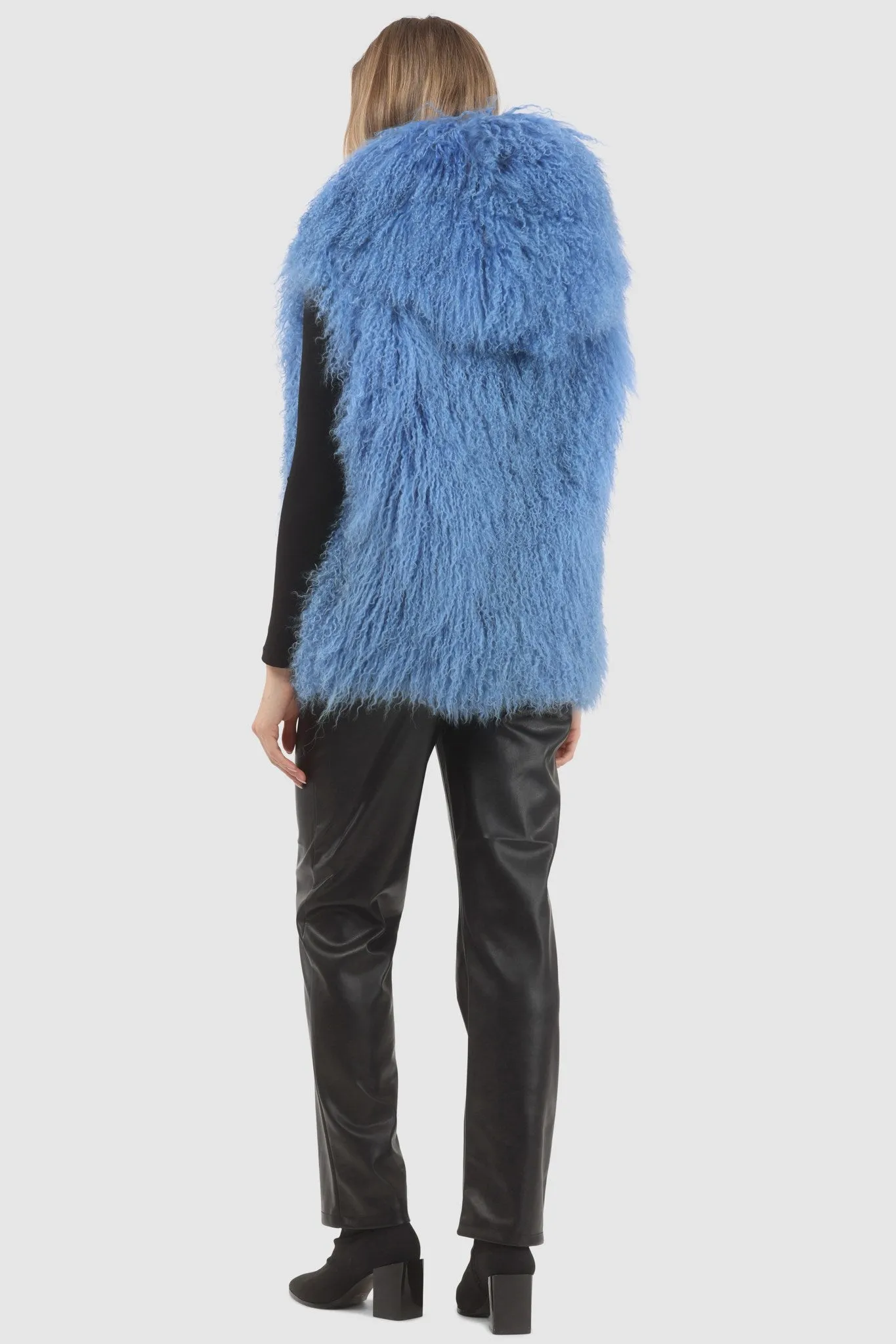 Reversible Mongolian Shearling Lamb Vest with Loro Piana Wool and Cashmere Blend
