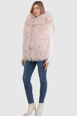 Reversible Mongolian Shearling Lamb Vest with Loro Piana Wool and Cashmere Blend