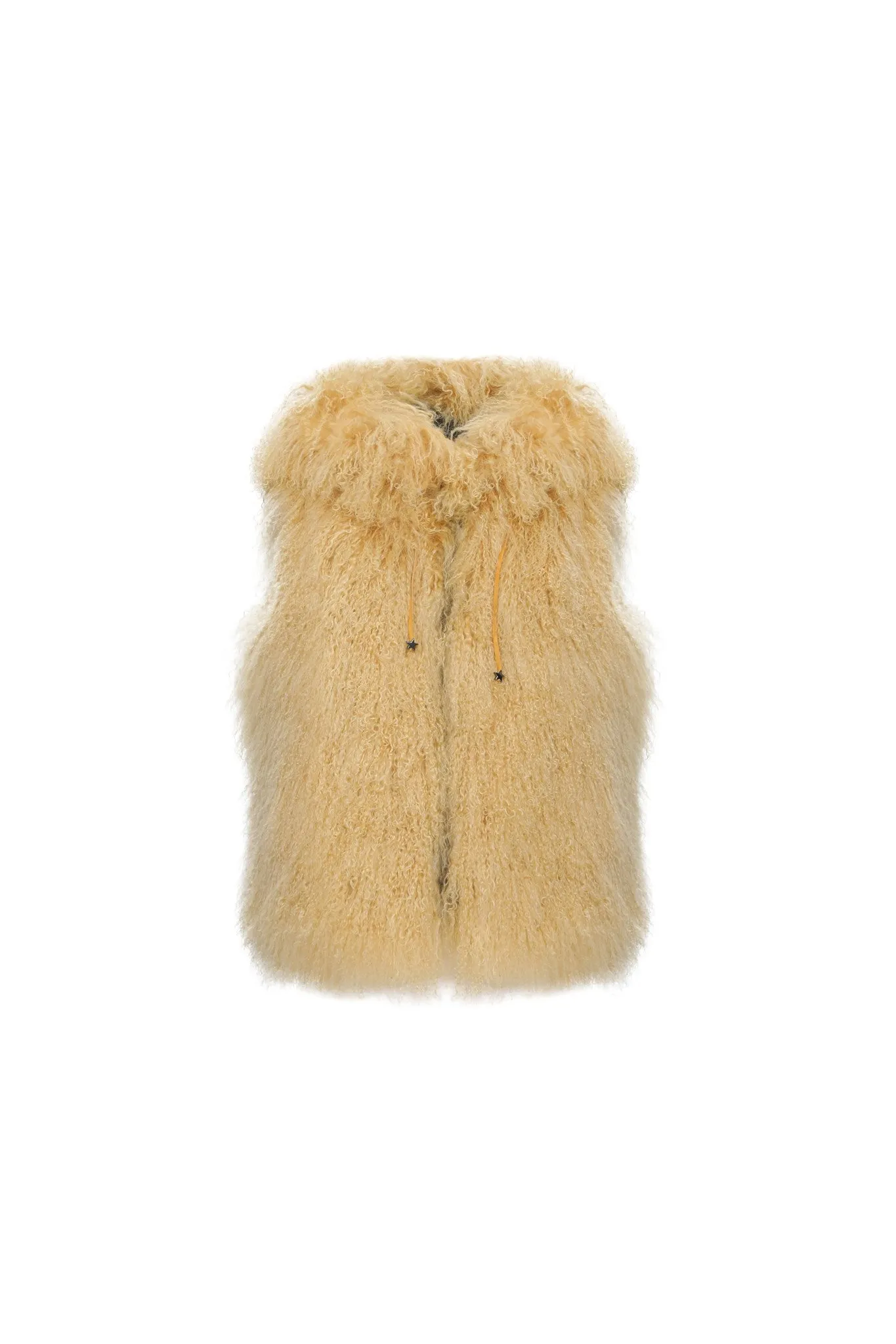 Reversible Mongolian Shearling Lamb Vest with Loro Piana Wool and Cashmere Blend