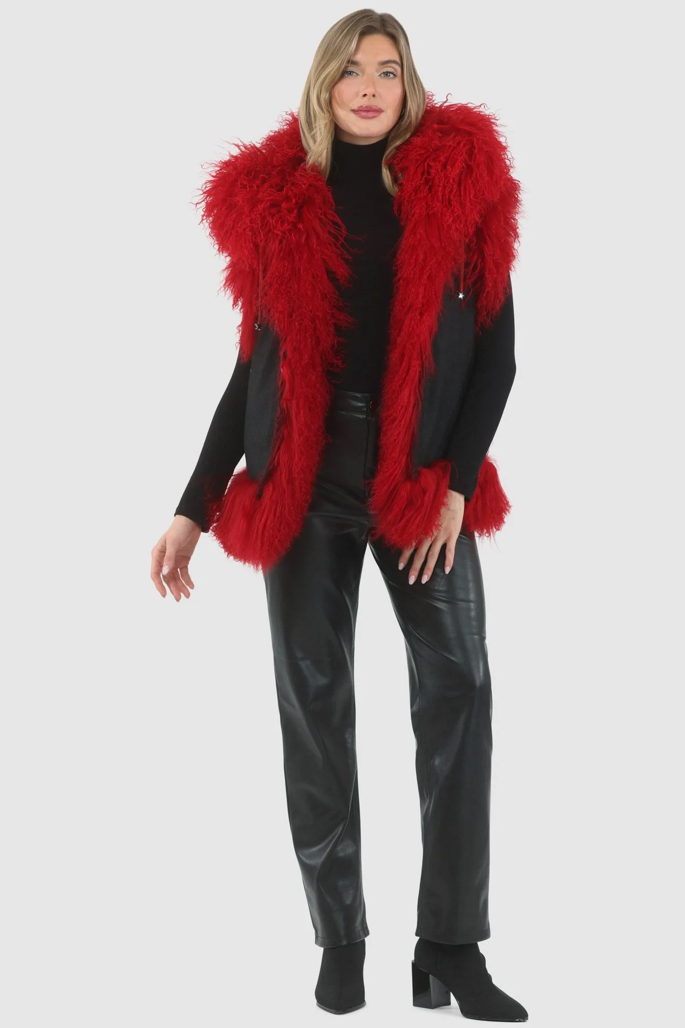 Reversible Mongolian Shearling Lamb Vest with Loro Piana Wool and Cashmere Blend