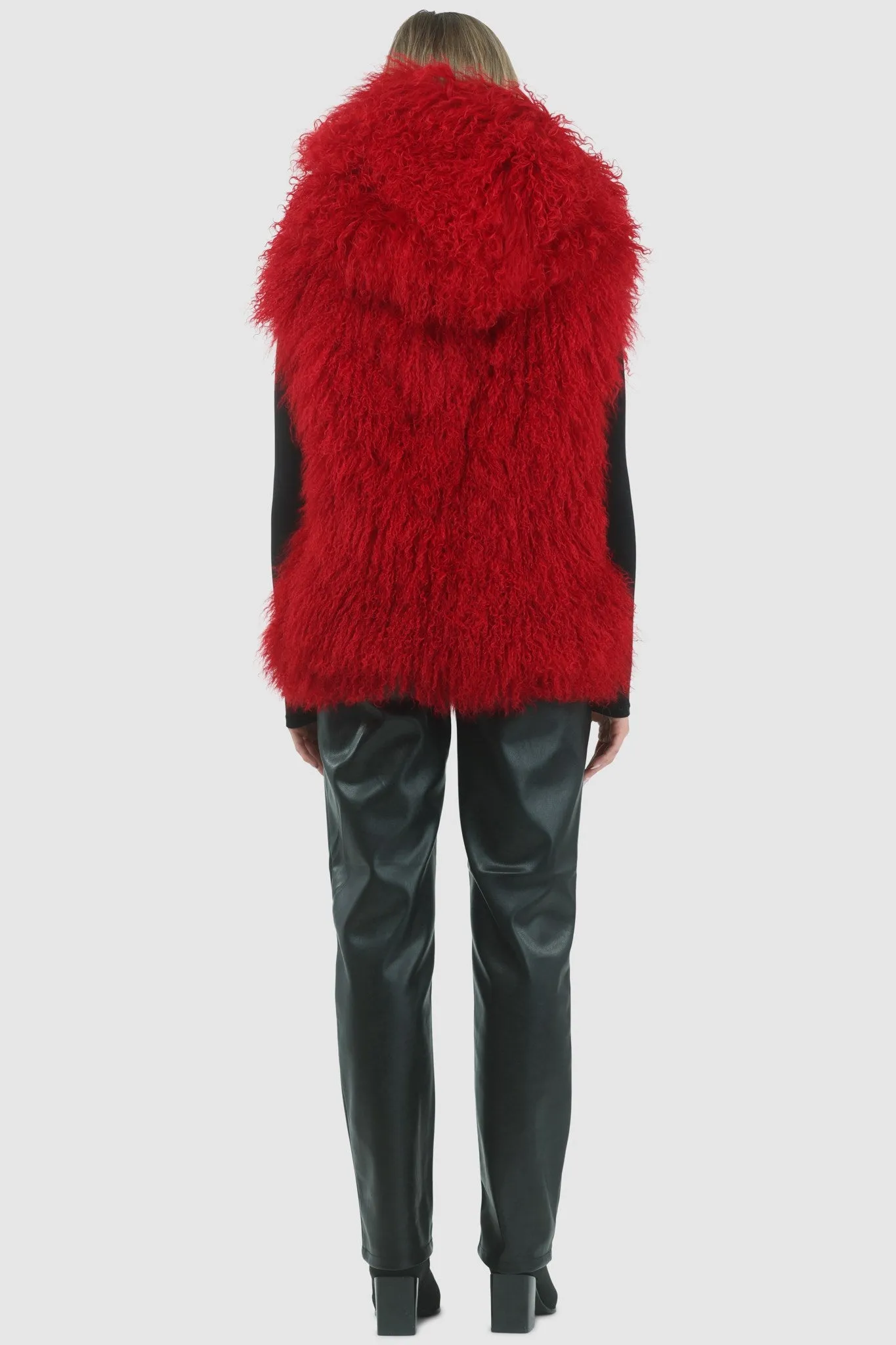 Reversible Mongolian Shearling Lamb Vest with Loro Piana Wool and Cashmere Blend