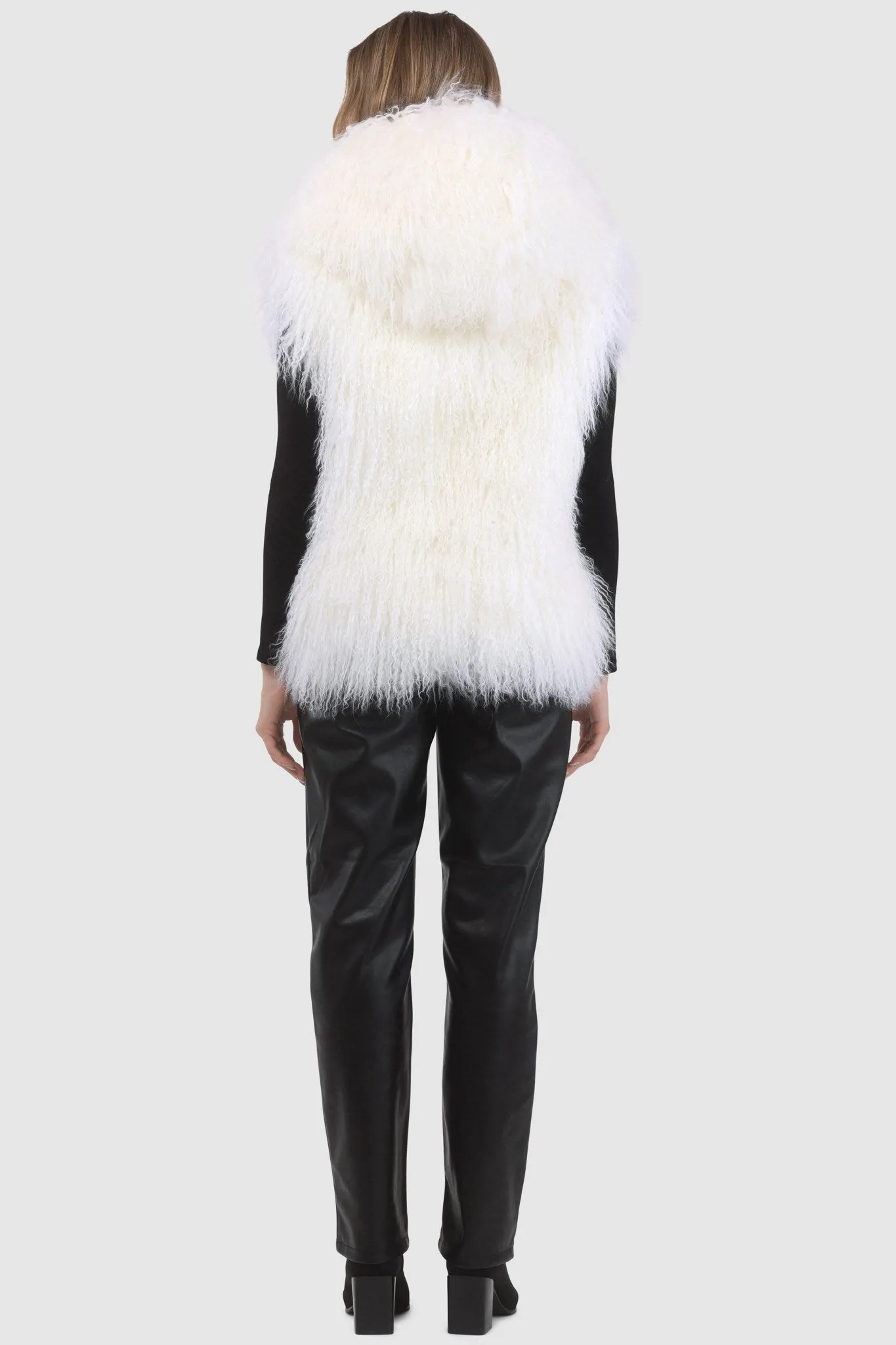 Reversible Mongolian Shearling Lamb Vest with Loro Piana Wool and Cashmere Blend
