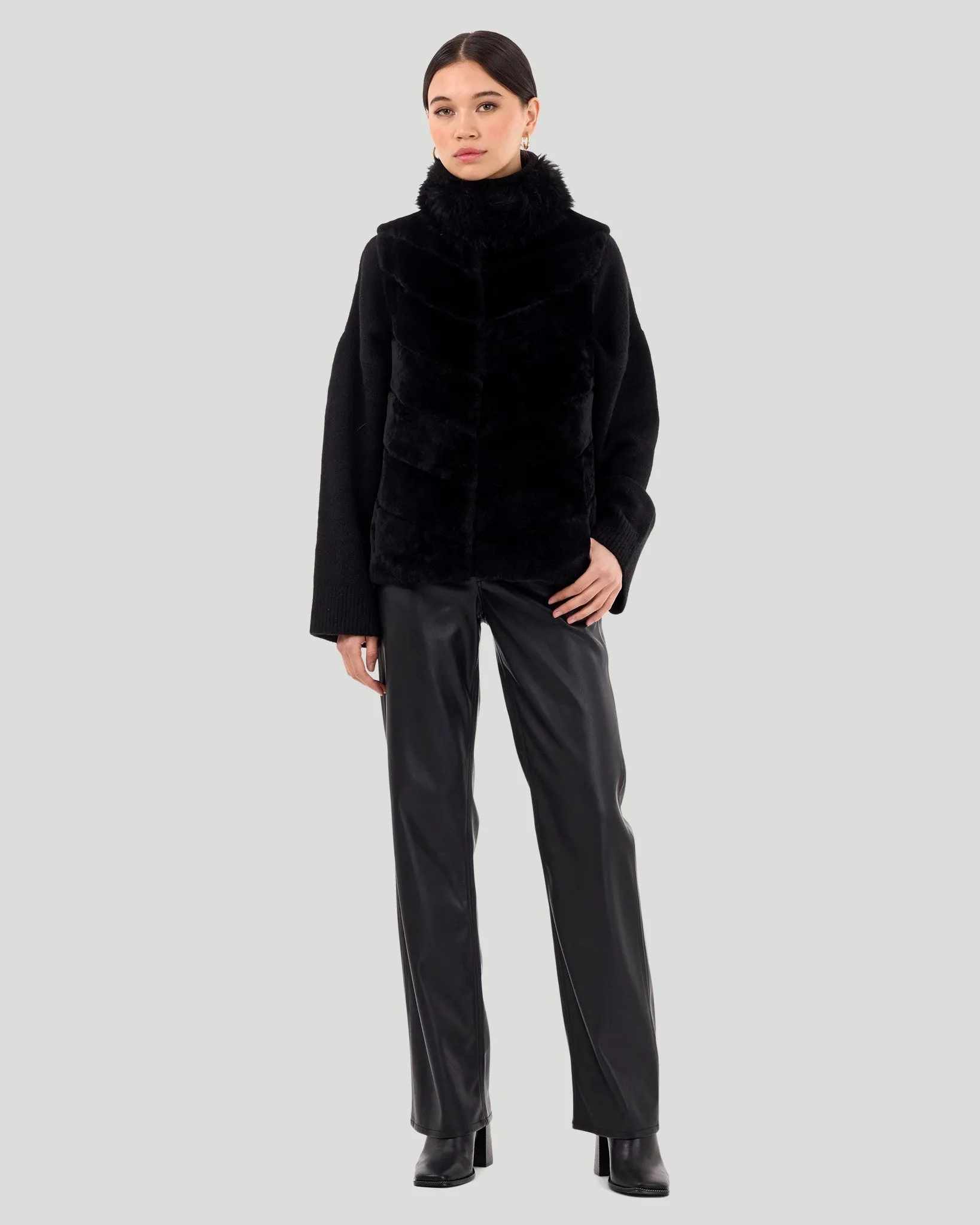 Reversible Shearling Lamb Vest with Select Cashmere Goat Collar