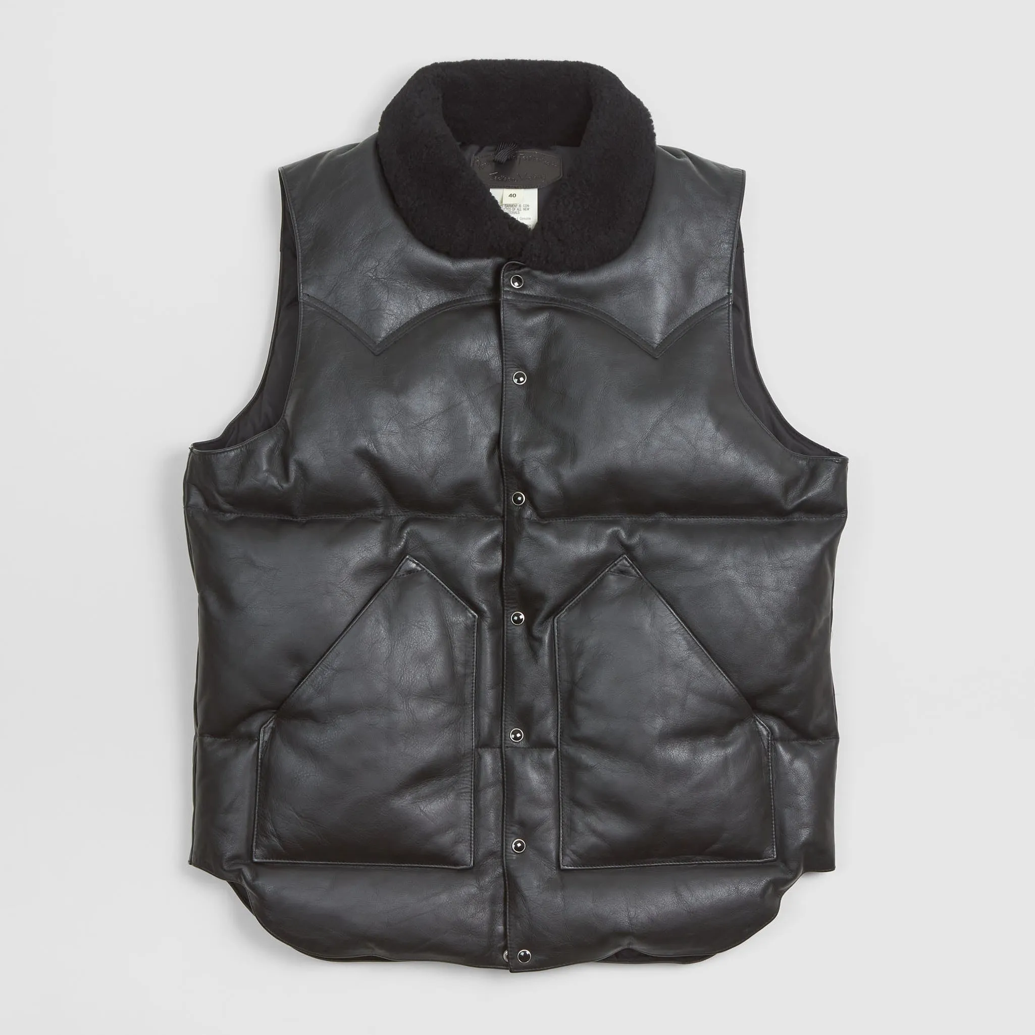 Rocky Mountain Featherbed Black Leather Down Vest