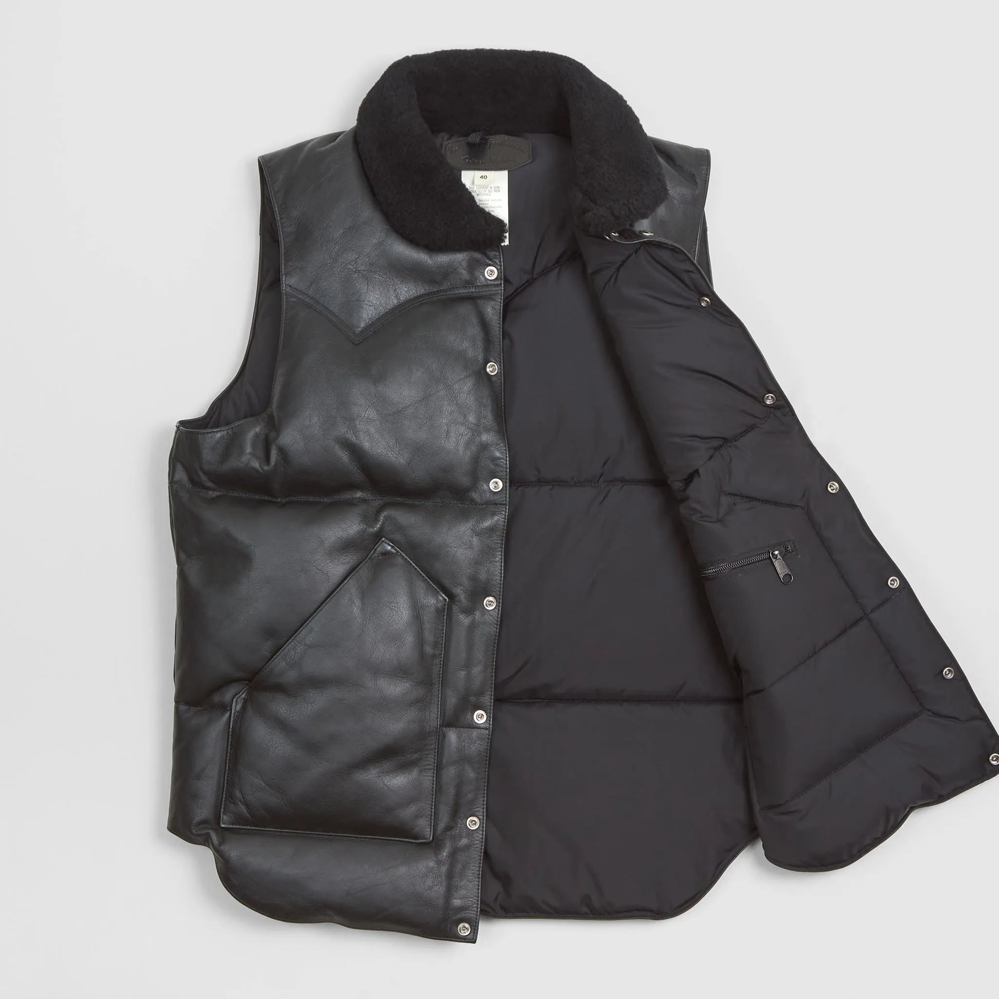Rocky Mountain Featherbed Black Leather Down Vest