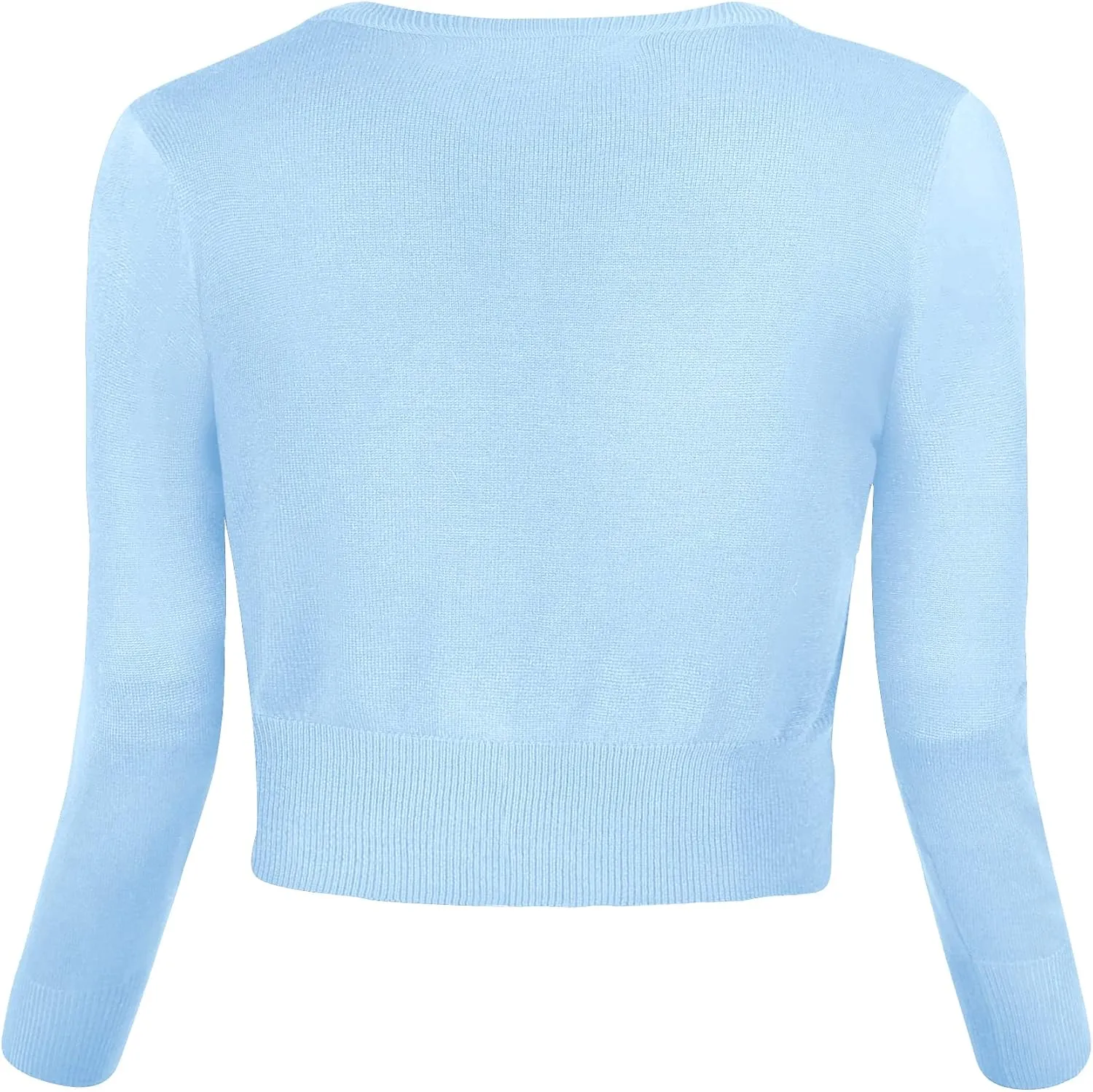 Urban CoCo Women's Cropped Cardigan V-Neck Button Down Knitted Sweater 3/4 Sleeve