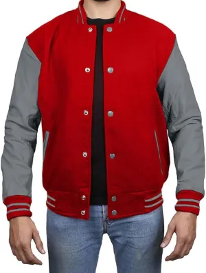 Varsity Jacket - Letterman Jacket - Lightweight Baseball Jackets In (33 Colors) Real Leather Sleeves