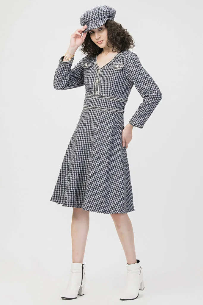 Winter Monochrome Tweed Dress