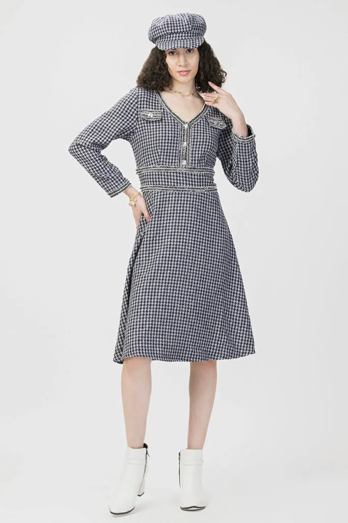 Winter Monochrome Tweed Dress