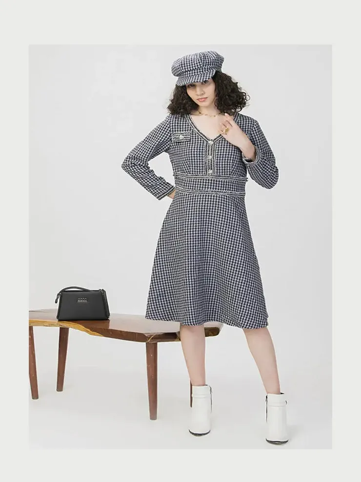 Winter Monochrome Tweed Dress