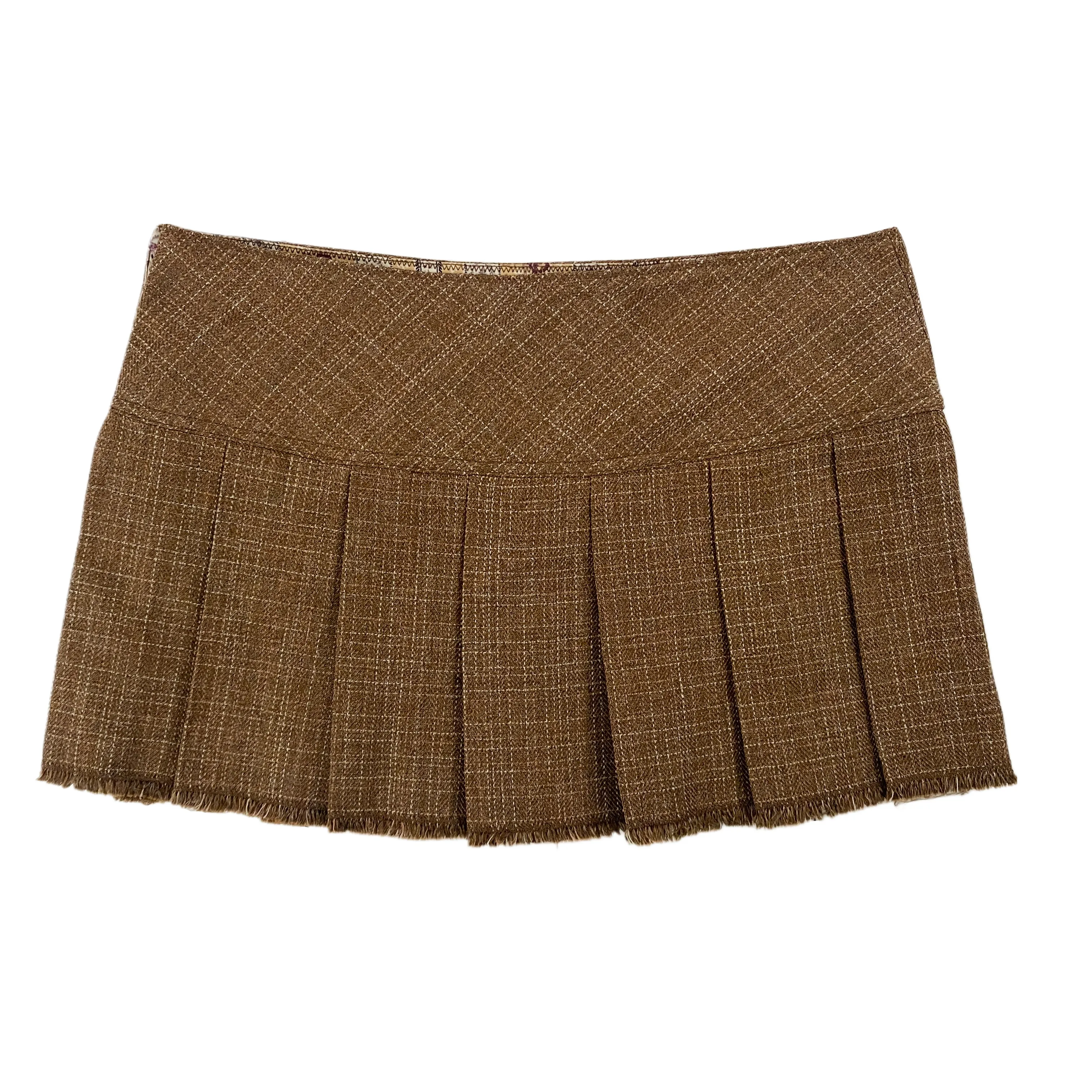 Y2K Tweed Pleated Mini Skirt (M)